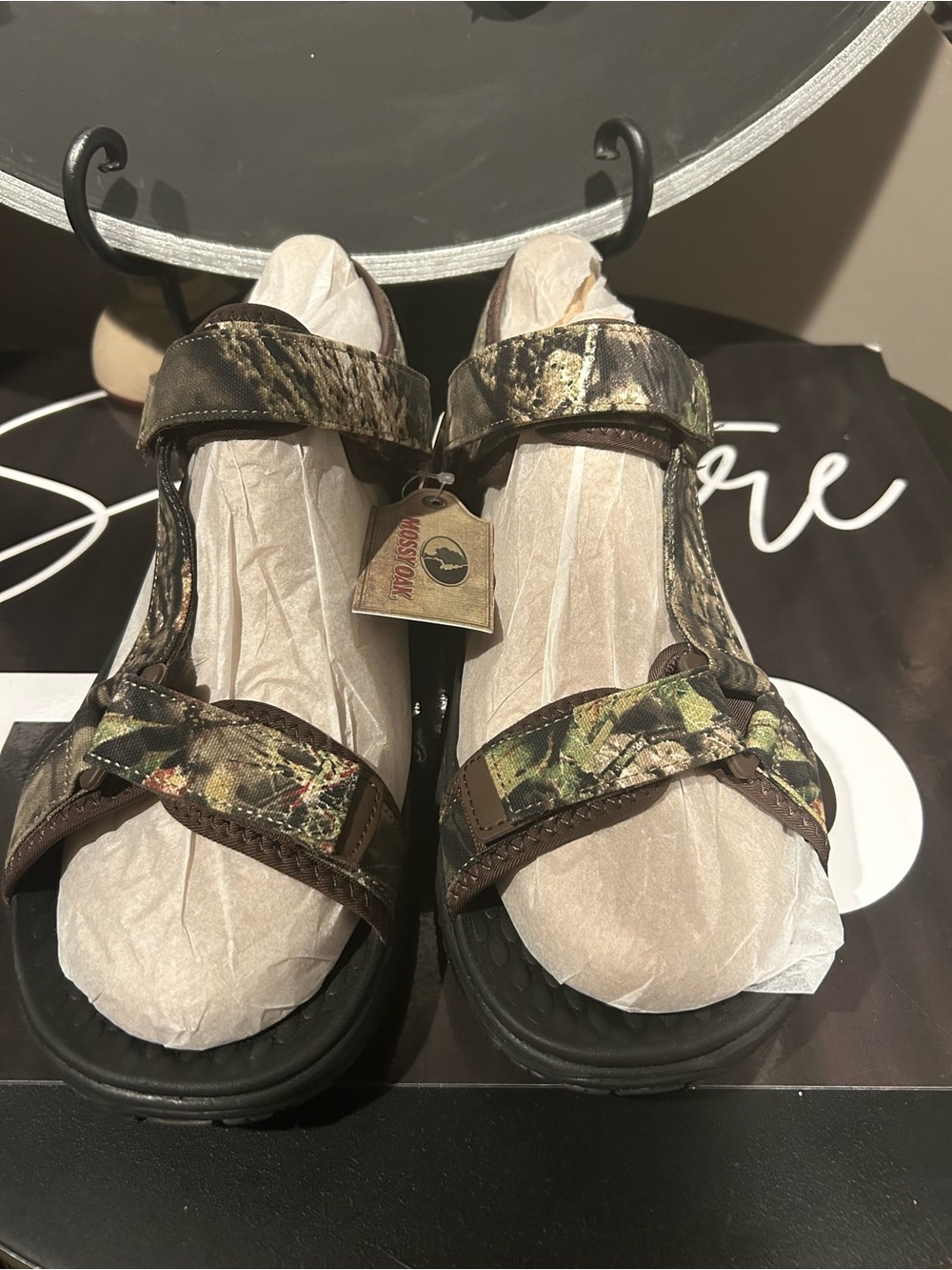 Skechers Mossy Oak Men Camo Velcro Strap Sandals in Green and Brown Size 12 New
